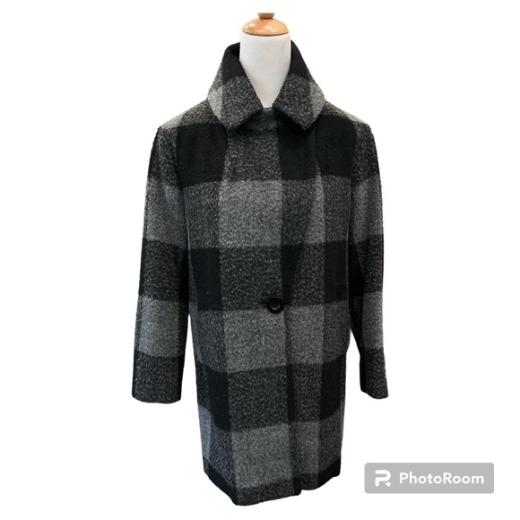 Single breasted wool blend peacoat buffalo check women’s Small S like new - Picture 4 of 9